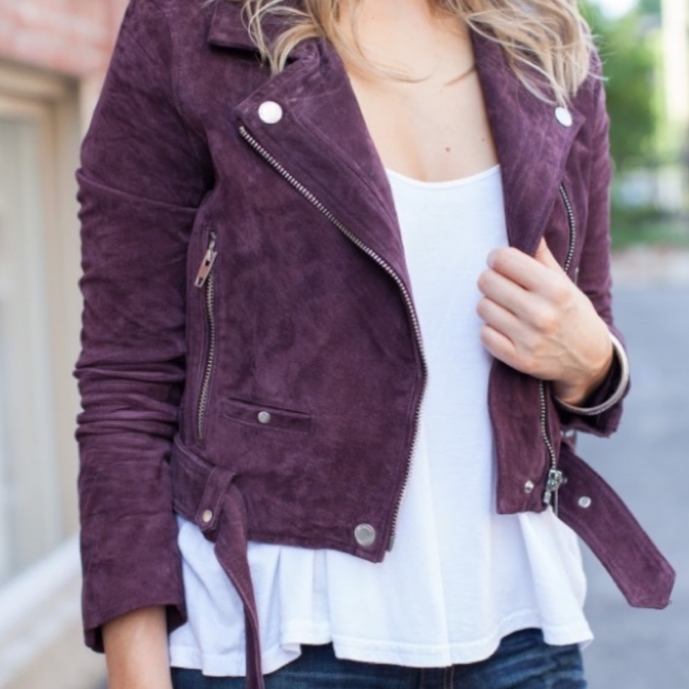 Blank NYC suede moto dark purple/red